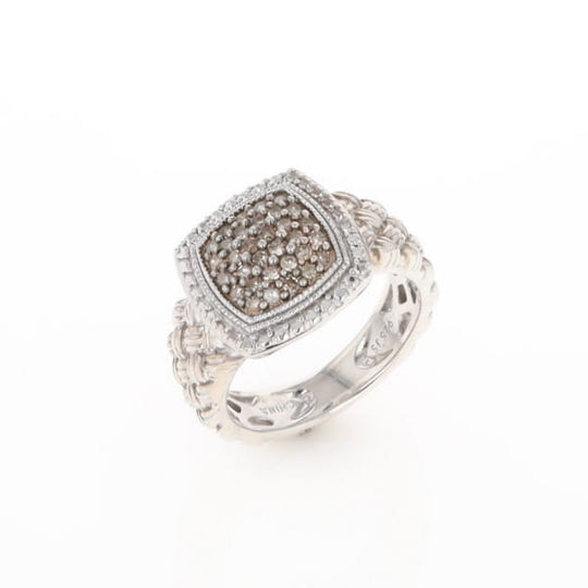 Champaign Diamond Square Braided Cluster Band