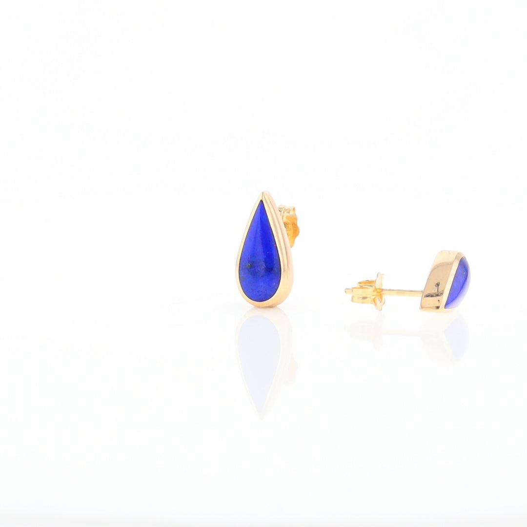 Lapis Tear Drop Inlaid Earrings