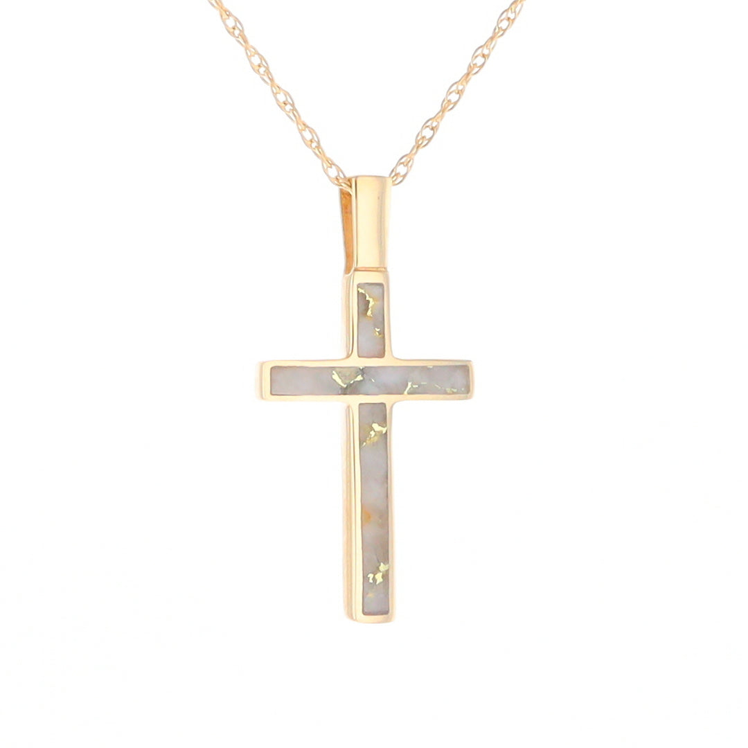 Three Section Gold Quartz Cross - G2