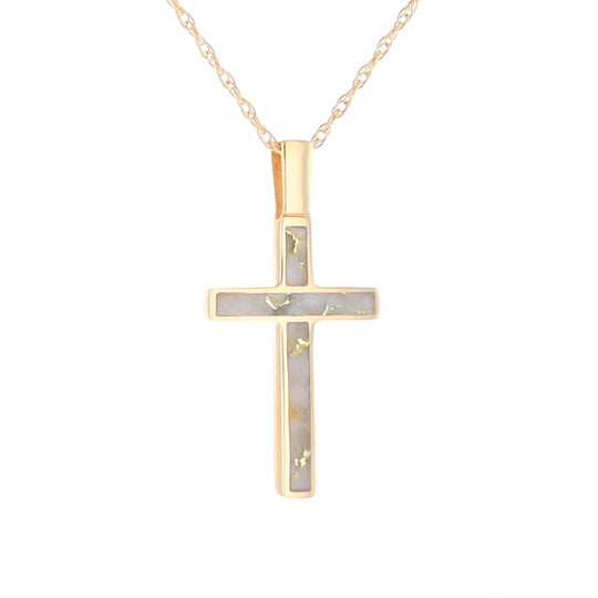 Three Section Gold Quartz Cross - G2