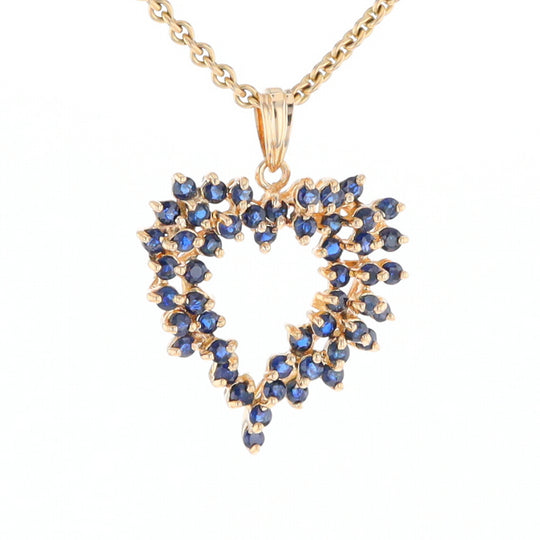 Bursting Sapphire Open Heart Pendant