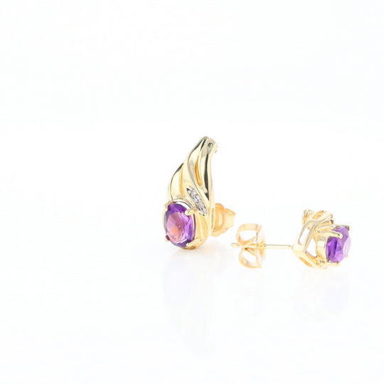 Amethyst and Diamond Pear Shaped Earrings