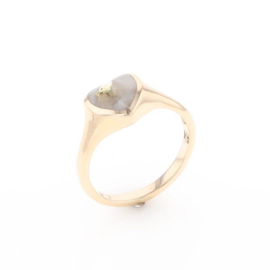 Gold Quartz Ring Heart Shape Inlaid Design