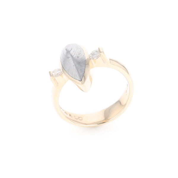 Meteorite Pear Shape Inlay Ring