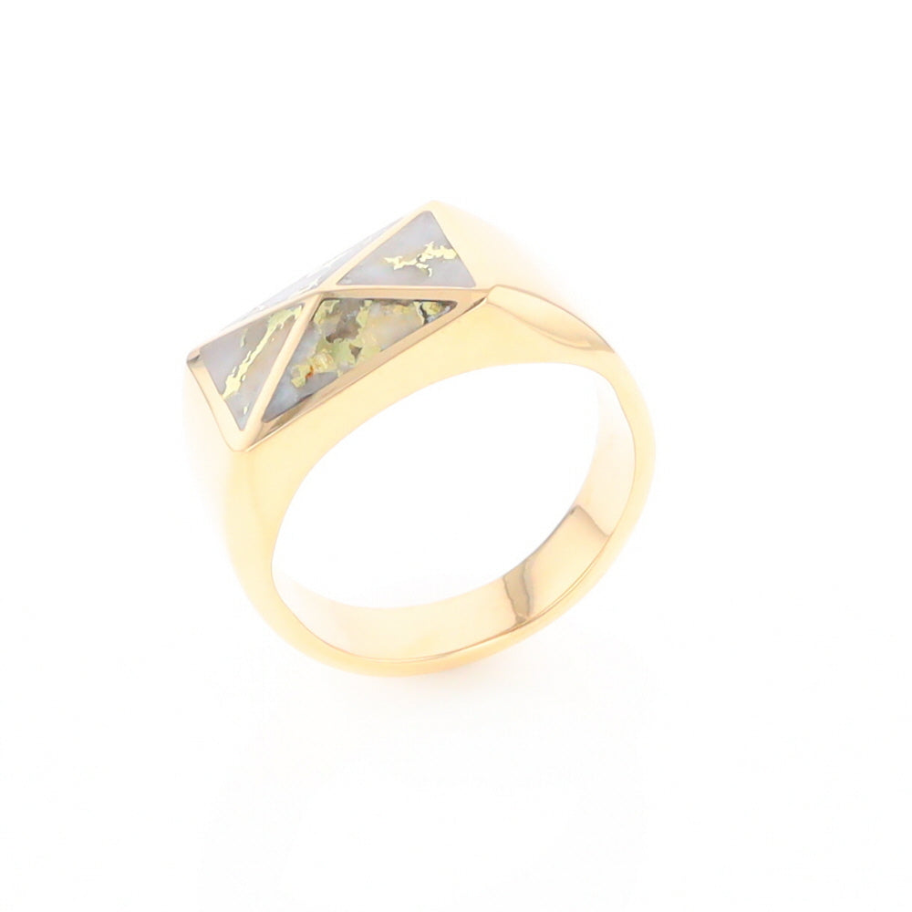 Four Section Gold Quartz Inlaid Men's Ring G2