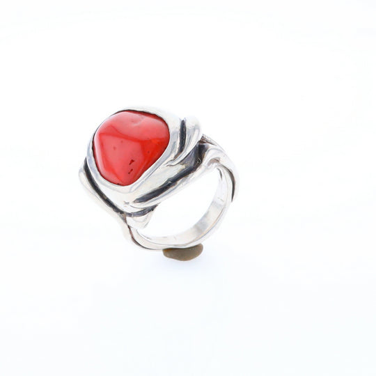 Native Oval Coral Free Form Ring