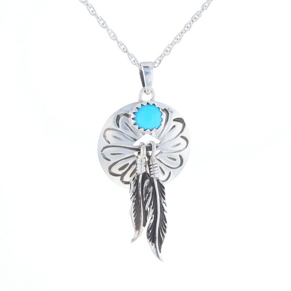 Turquoise Dream Catcher Feather Pendant