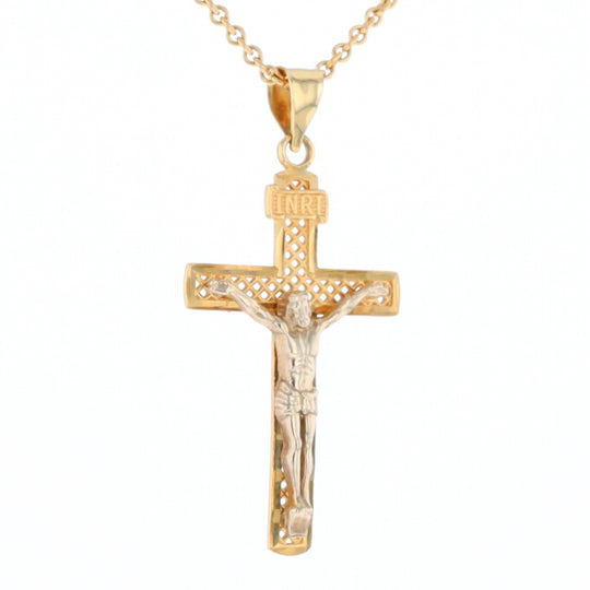 Two Tone Gold Crucifix Pendant