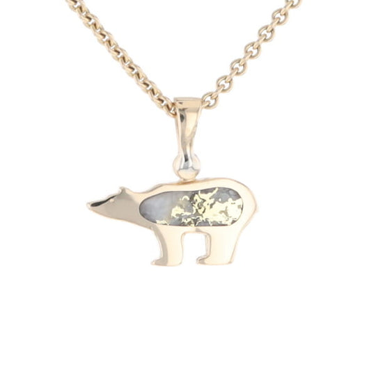 Gold Quartz Inlaid Polar Bear Pendant