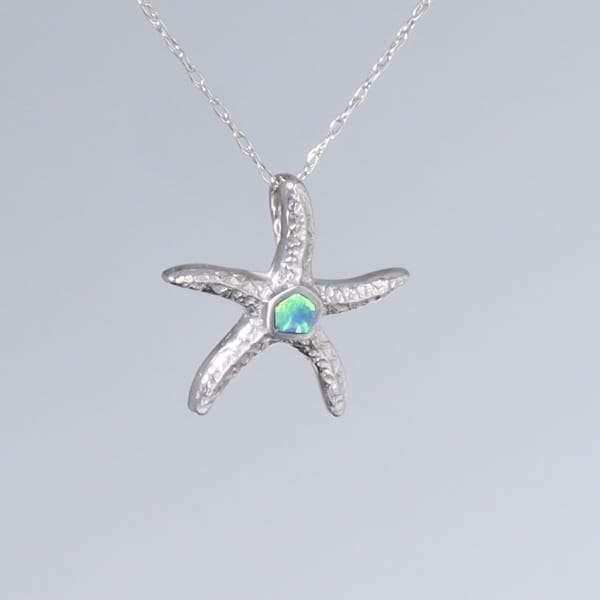Opal Pendant Inlaid Realistic Star Fish Design