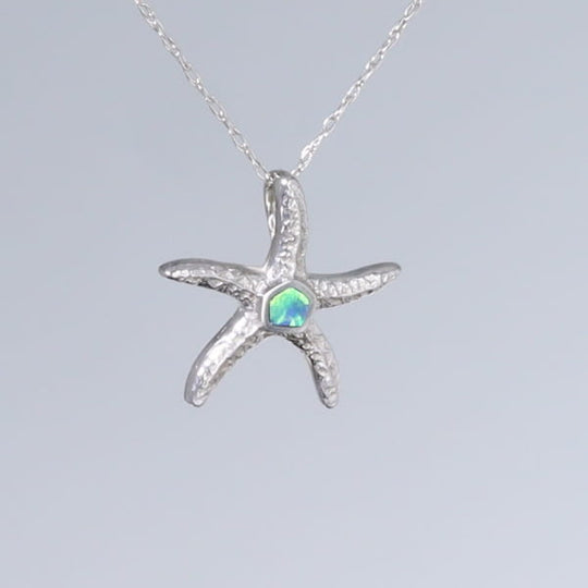 Opal Pendant Inlaid Realistic Star Fish Design