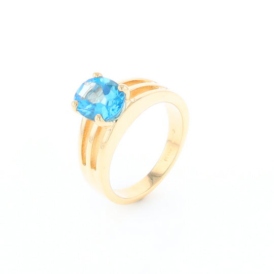 Split Shank Oval Blue Topaz Ring