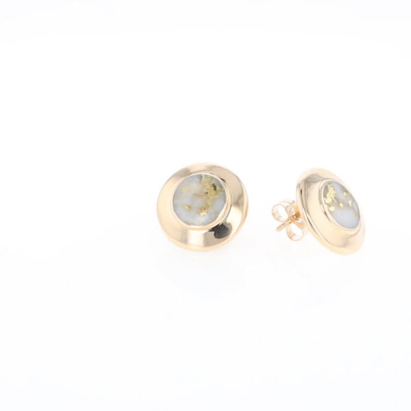 Superior Quality Gold Quartz Inlaid Circle Stud Earrings