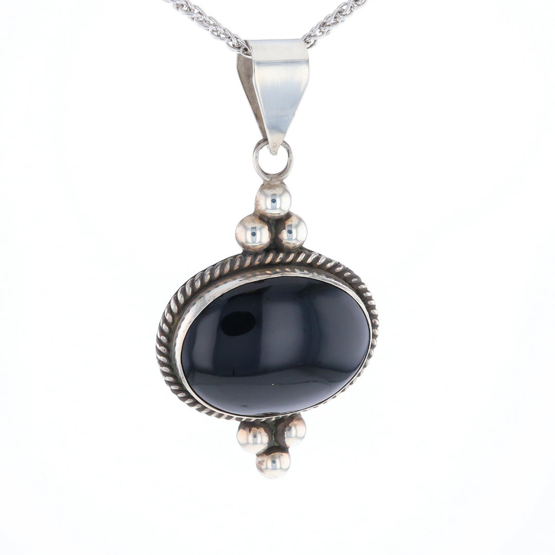 Bezel Set Onyx Beaded Pendant