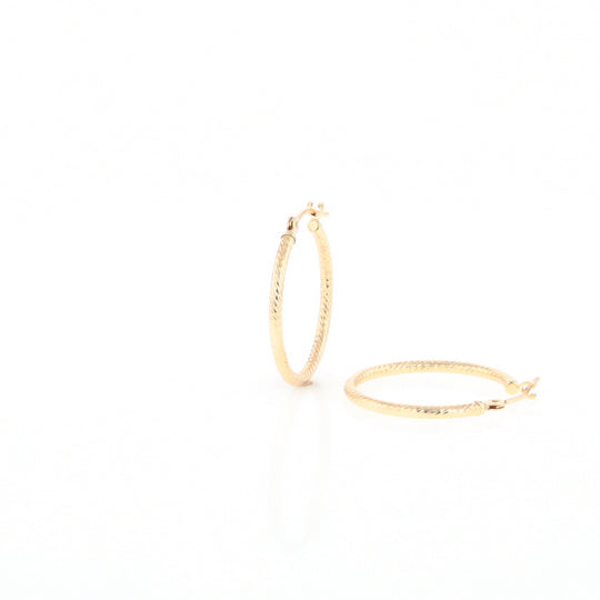 Gold Ribbed Hoop Earrings