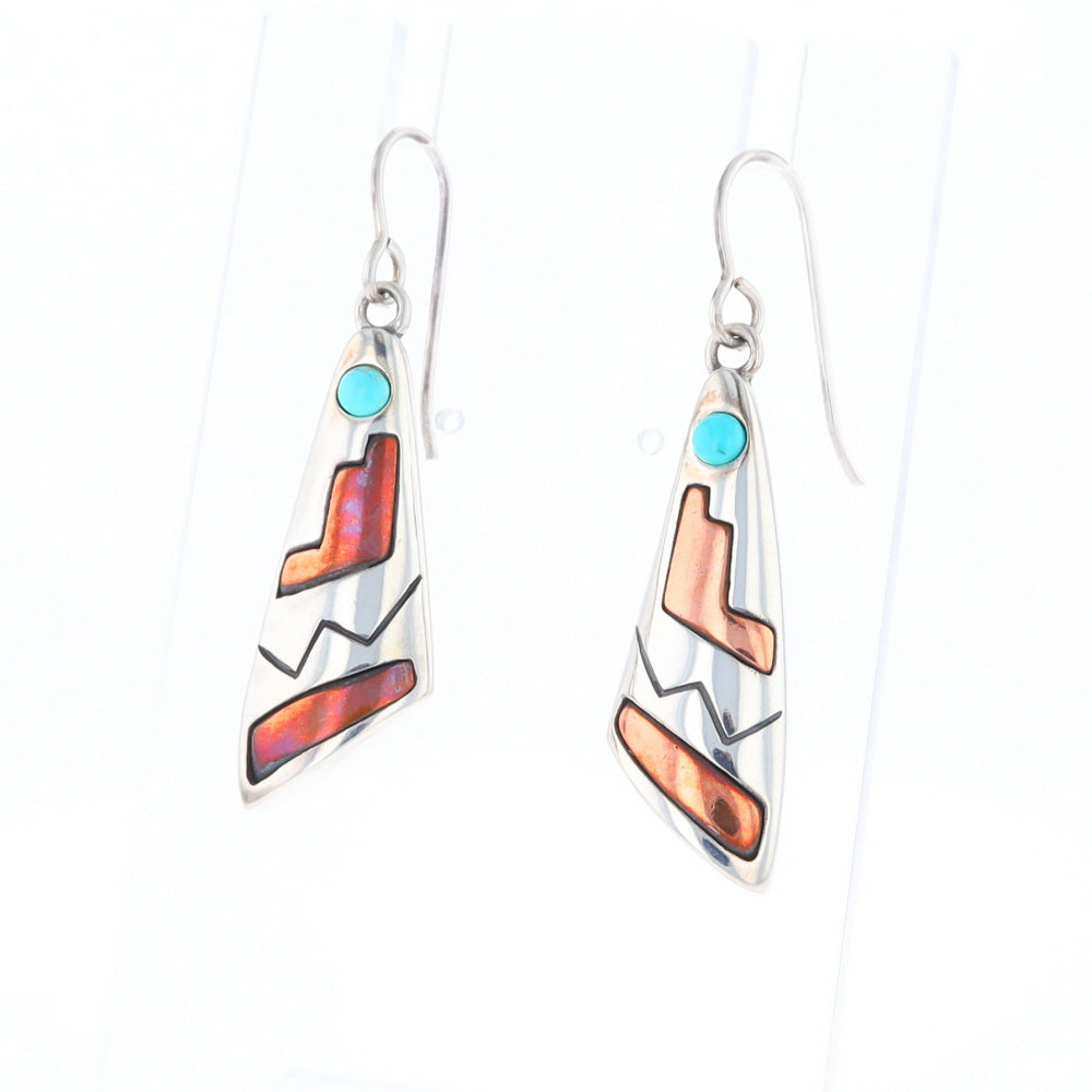 Native Triangle Turquoise Hook Earrings