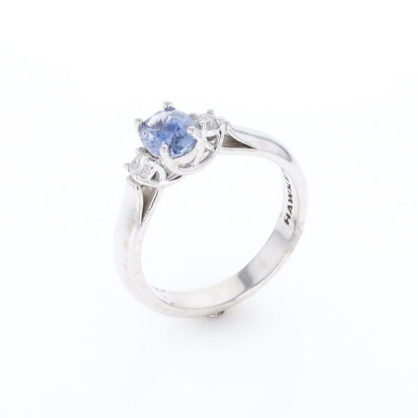 Ceylon Sapphire Three-Stone Trellis Ring
