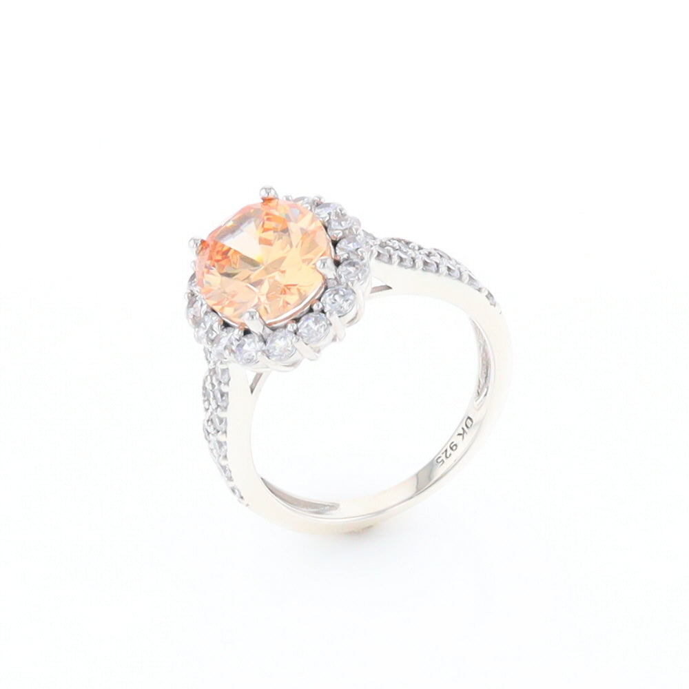 Peach Imitation Topaz Halo Ring