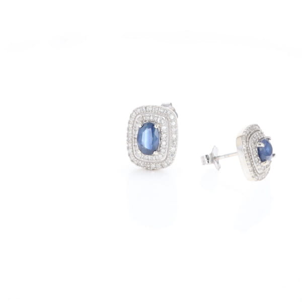 Double Halo Sapphire Earrings
