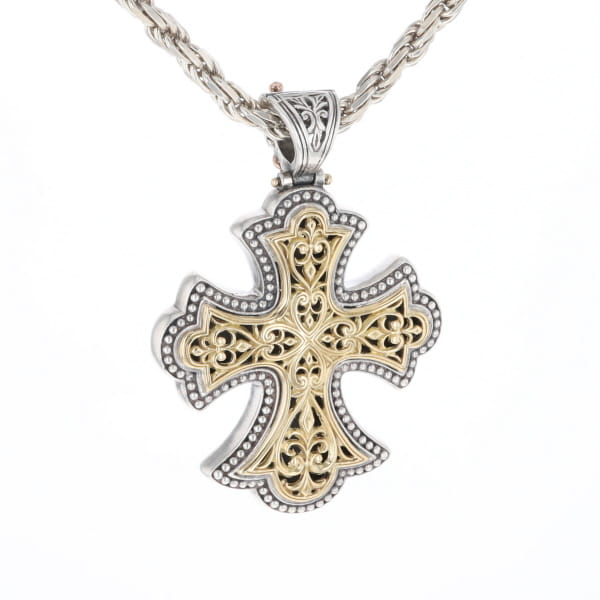 Sterling and 18K Gold Konstantino Cross Pendant