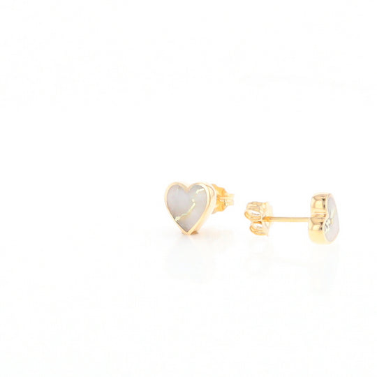 Gold Quartz Heart Stud Earrings - G2