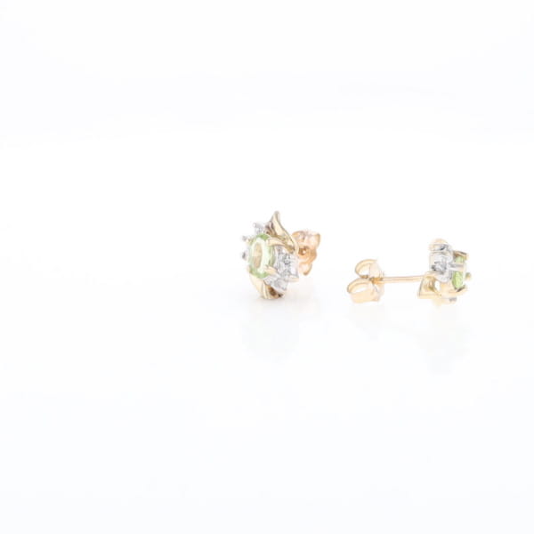 Bypass Peridot and Diamond Stud Earrings
