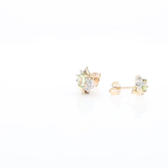 Bypass Peridot and Diamond Stud Earrings