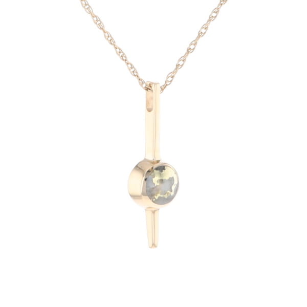 Gold Quartz Necklace Bar Design Round Fine Quality Inlaid Pendant