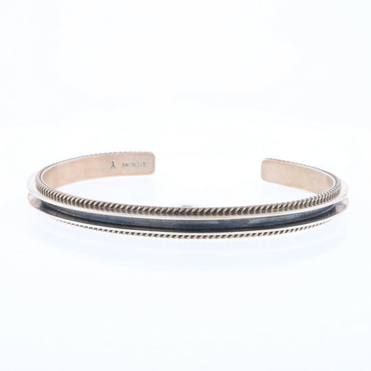 Sterling Silver Blackened Rope Cuff Bracelet