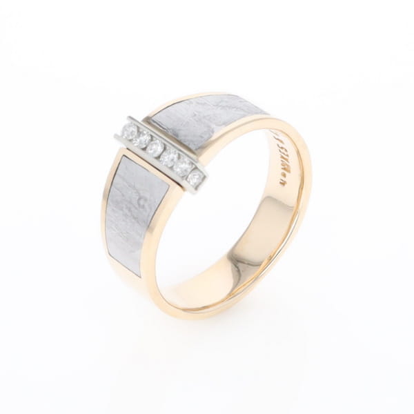 Meteorite Ring Double Sided Inlaid with .19ctw Round Diamonds