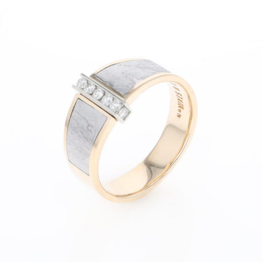 Meteorite Ring Double Sided Inlaid with .19ctw Round Diamonds