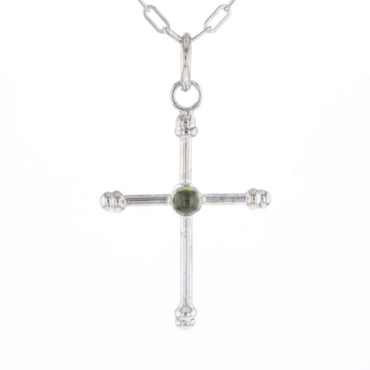 Silver Peridot Cross