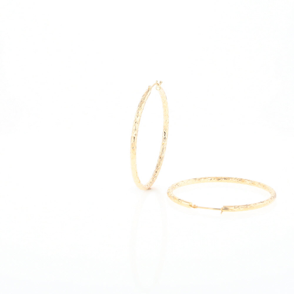 Textured Hollow Diamond Cut Hoop Earrings