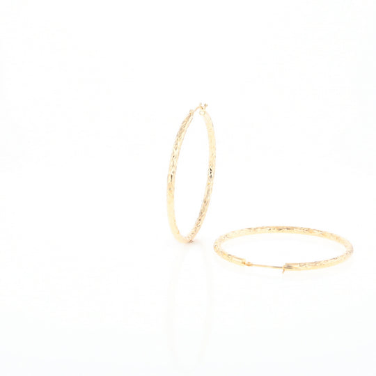 Textured Hollow Diamond Cut Hoop Earrings