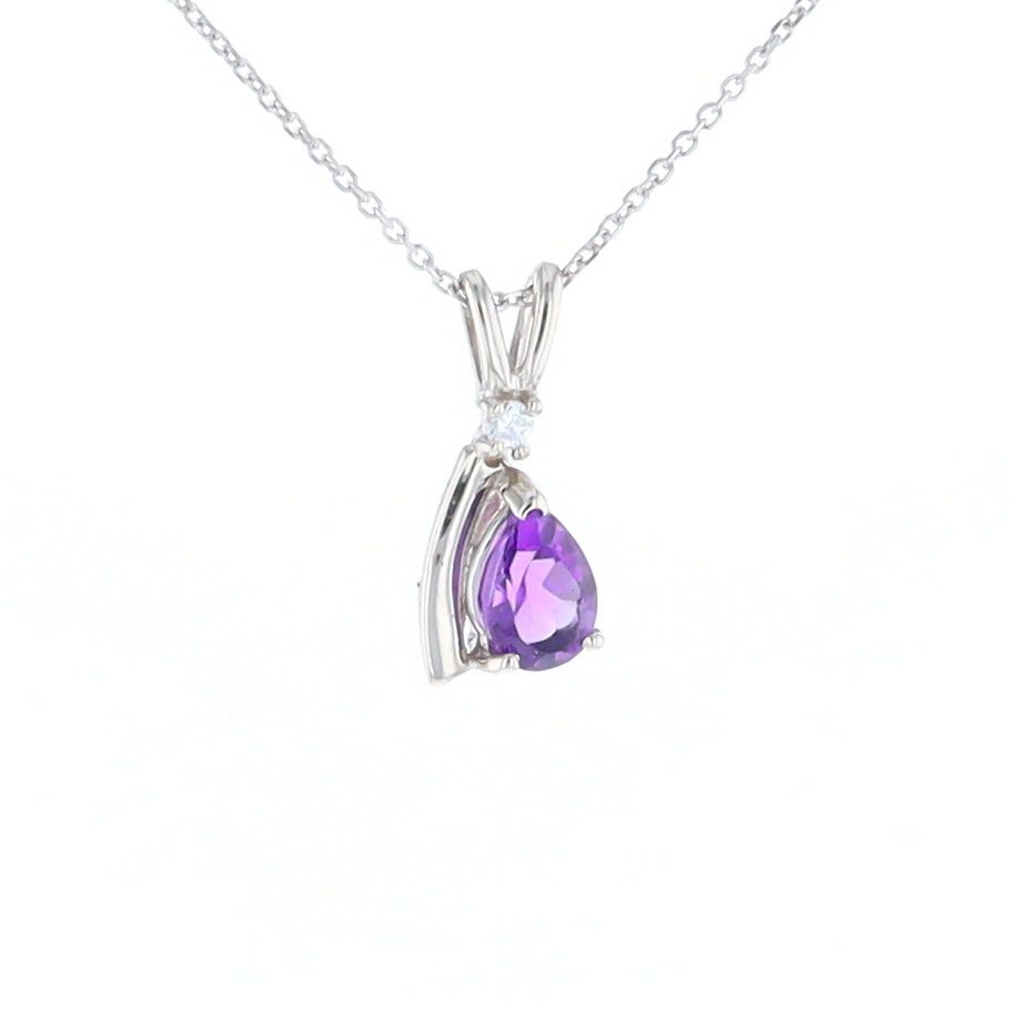 Amethyst Pear Ribbon Necklace