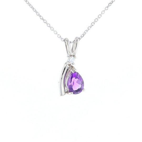Amethyst Pear Ribbon Necklace