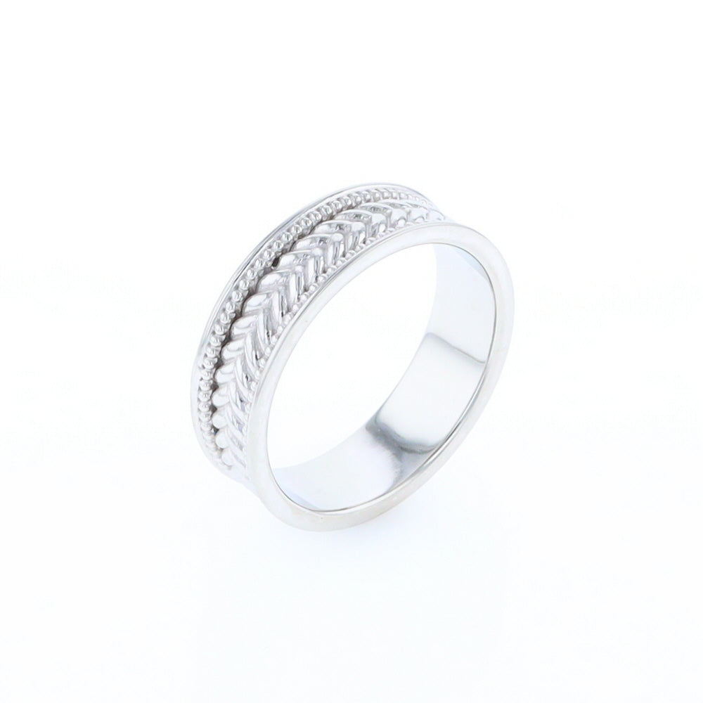 Braided White Gold Men's Ring