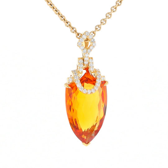 Citrine Pendant with Diamond Bail