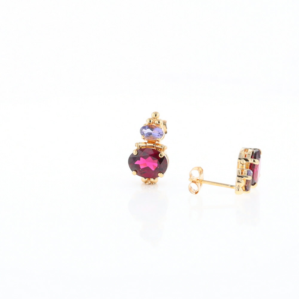 Garnet & Amethyst Dangle Earrings