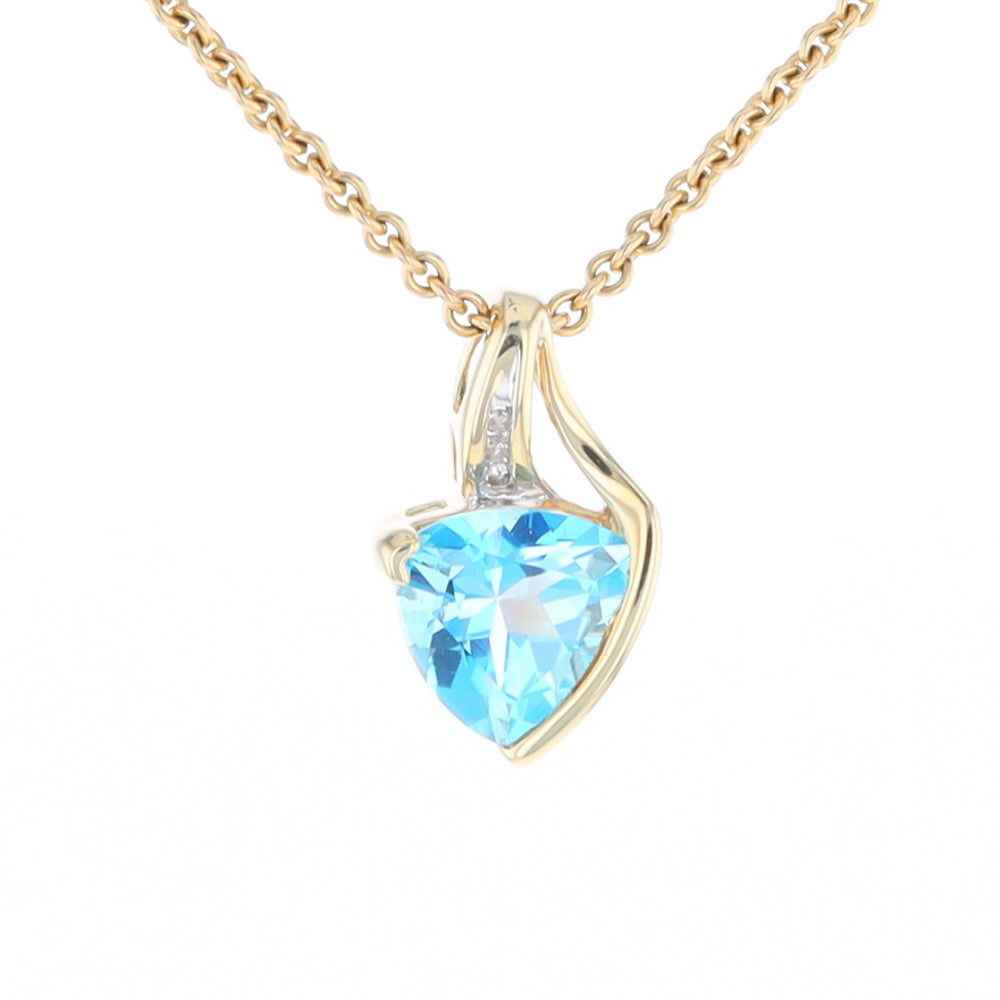 Trillion Blue Topaz Diamond Pendant