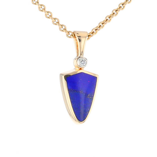 Lapis Shield Shaped Inlaid Pendant