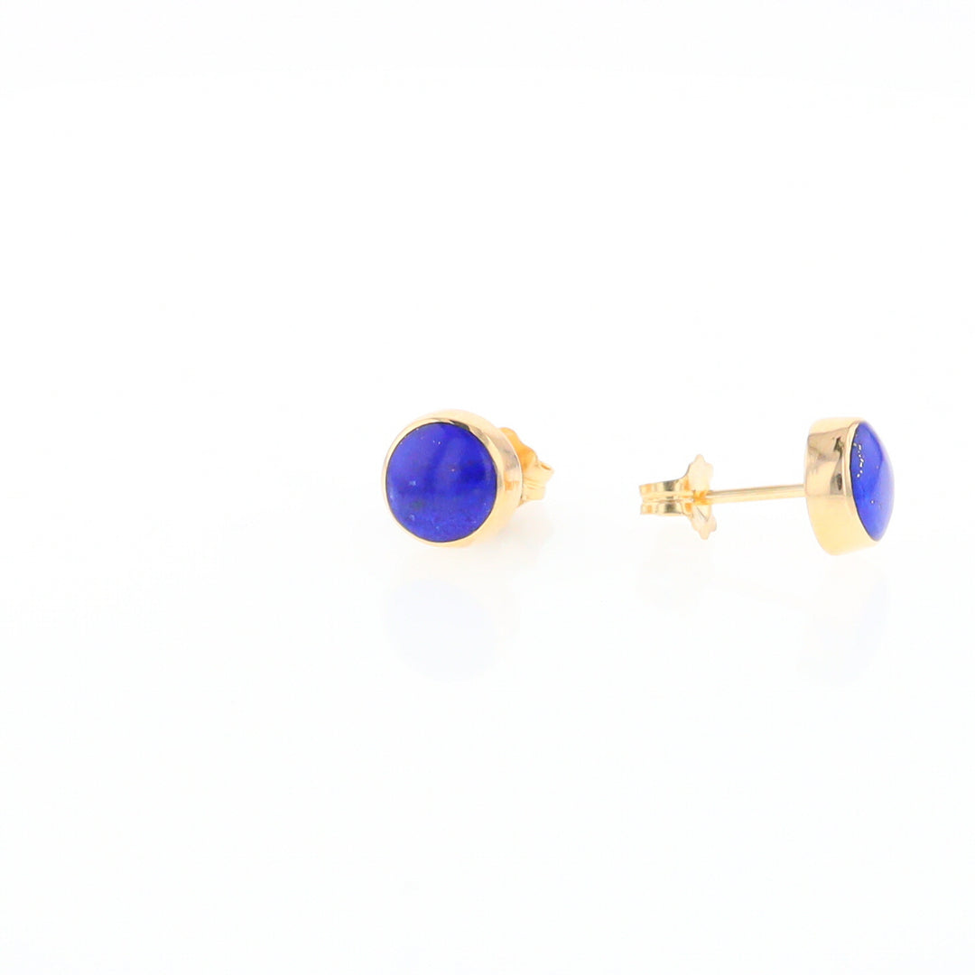 Lapis 6mm Round Inlaid Earrings