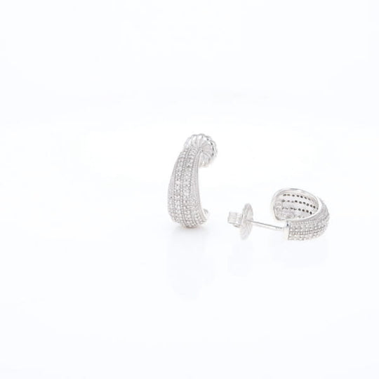 Diamond Half Hoop Stud Earrings