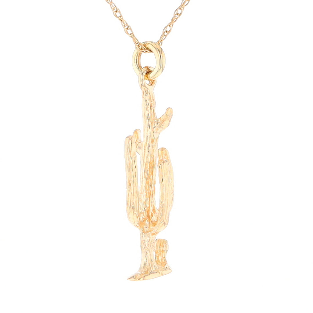 Gold Saguaro Cactus Figure Pendant