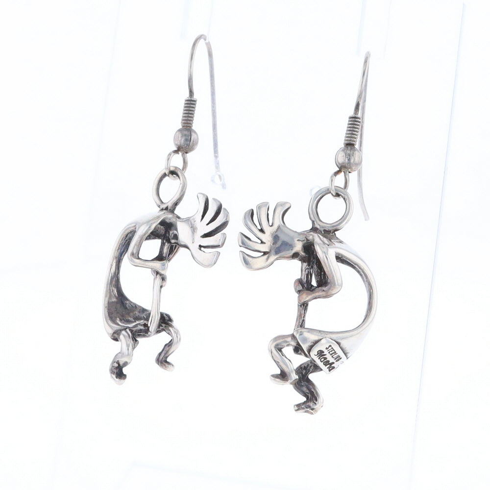 Silver Kokopelli Dangle Earrings