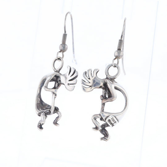 Silver Kokopelli Dangle Earrings