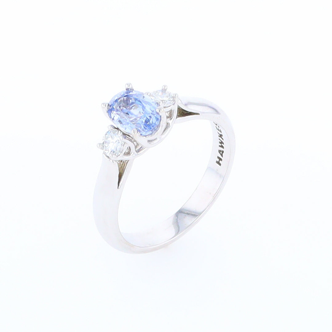 Ceylon Sapphire Three-Stone Trellis Ring