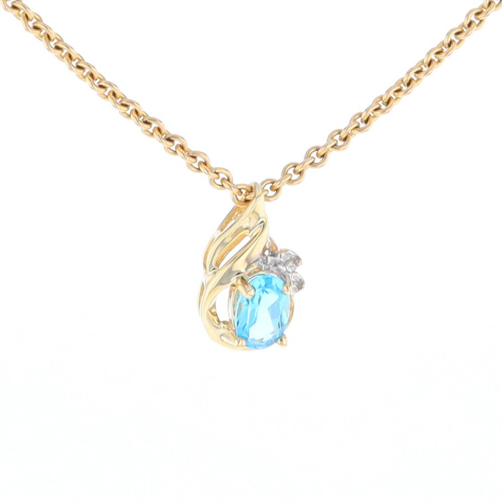 Pear Blue Topaz Diamond Pendant