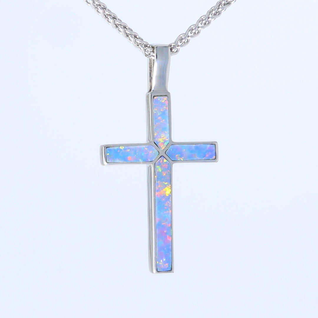 Opal Pendant 4 Section Inlaid Cross