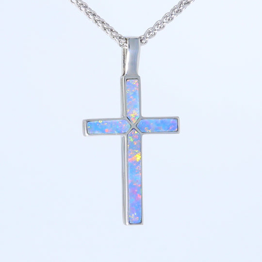 Opal Pendant 4 Section Inlaid Cross